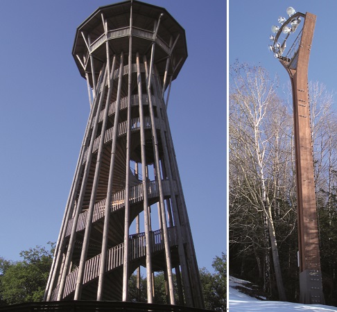 wieża widokowa, słup oświetleniowy, konstrukcje drewniane